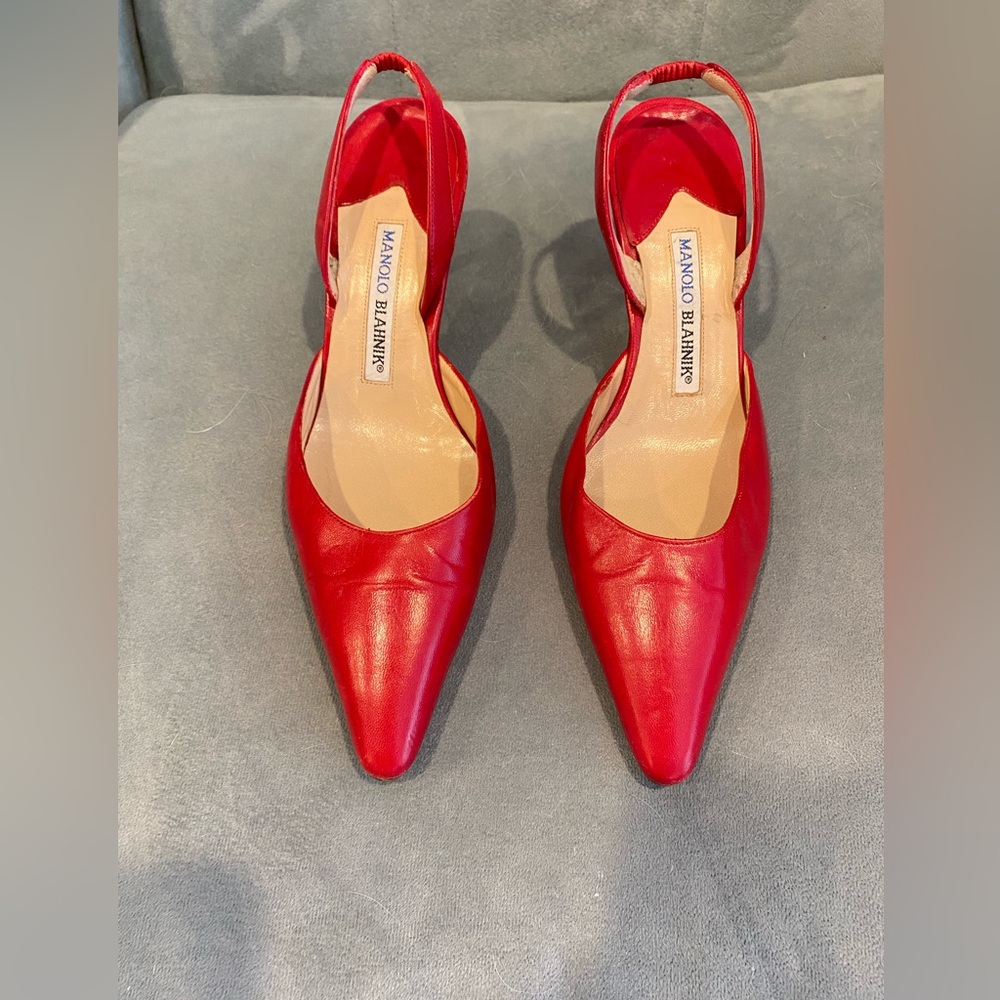 Manolo Blahnik 37 Red Carolyne heels